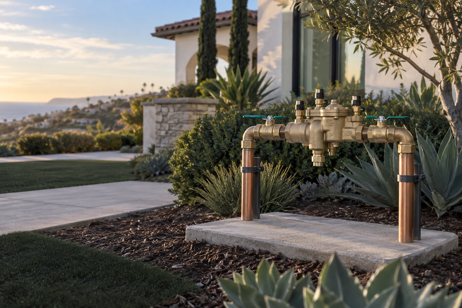 Representative backflow preventer at an upscale North County property