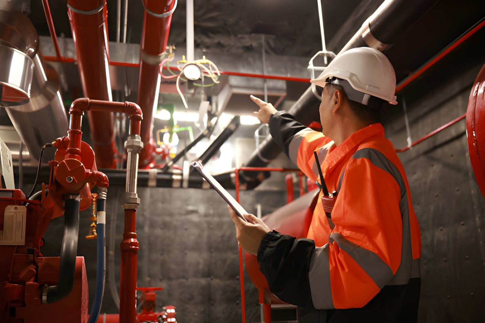 water operator examining a commercial water hydrant